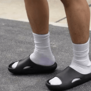 Men's Crocs Mellow Black And White Mule Sandals - First Copy