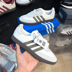 Men And Women Samba White Olive Khaki Adidas Sneakers - First Copy