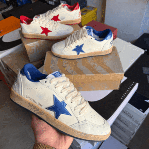 Ball Star Low White Blue Golden Goose Sneakers - First Copy