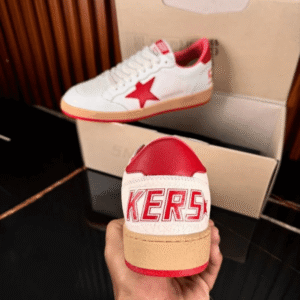 Men Golden Goose Ball Star Low White Red Sneakers - First Copy
