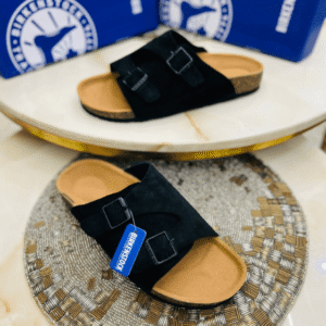 Birkenstock Black Zurich Suede Leather Sandals - First Copy